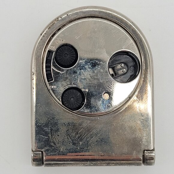Quartz - Silver Plated Travel Alarm Clock - no batteries - tarnished - 1990's er - Picture 3 of 11